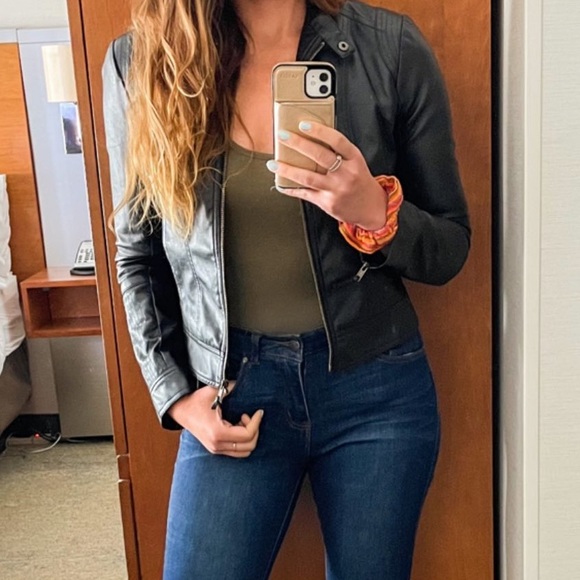 Lulus Jackets & Blazers - Lulu’s Don't Hold Back Black Vegan Leather Moto Jacket.  Size M/L